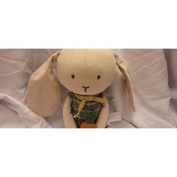 Hearth & Home Magnolia Bunny Rabbit Beige Green Checkered Outfit Doll 14 Inches - Picture 6 of 7